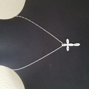 Sterling Silver Diamond Cross Necklace